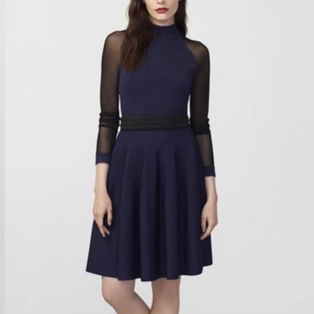 Rachel Roy Knit Mesh Sleeve Aline Dress